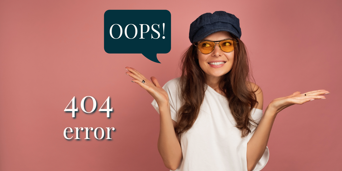 404 Page - Woman saying "oops"